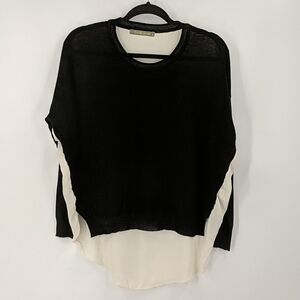 FINN & CLOVER Sheer Back Hi-lo Sweater